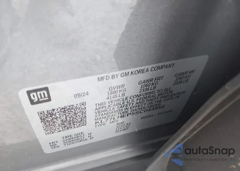 2025 Chevrolet Trax Fwd Lt from USA, damaged, VIN KL77LHEP5SC044956